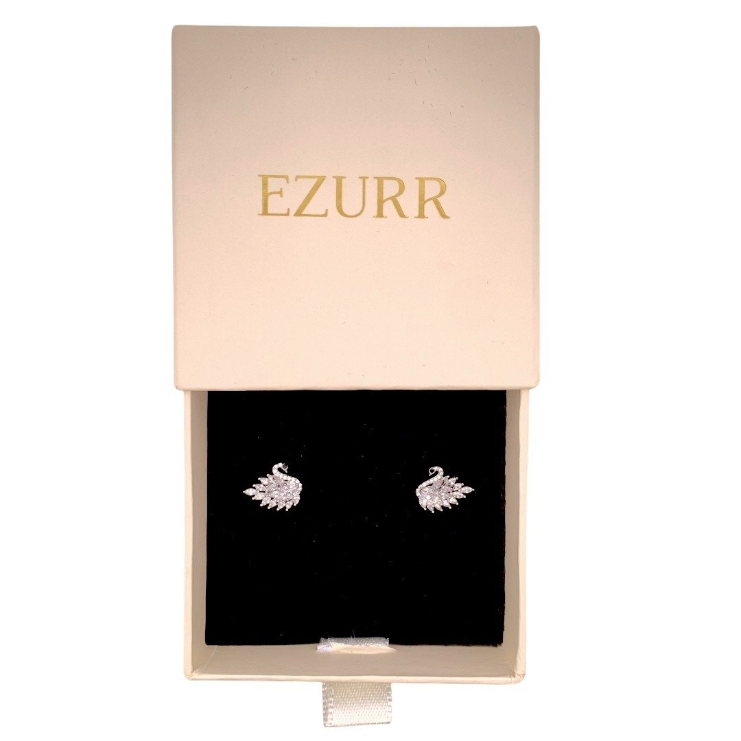 Flaunting Swan Stud Earrings (Pure Silver) - Silver